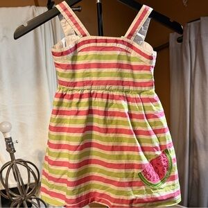 Hartstrings Pink and Green Striped Dress